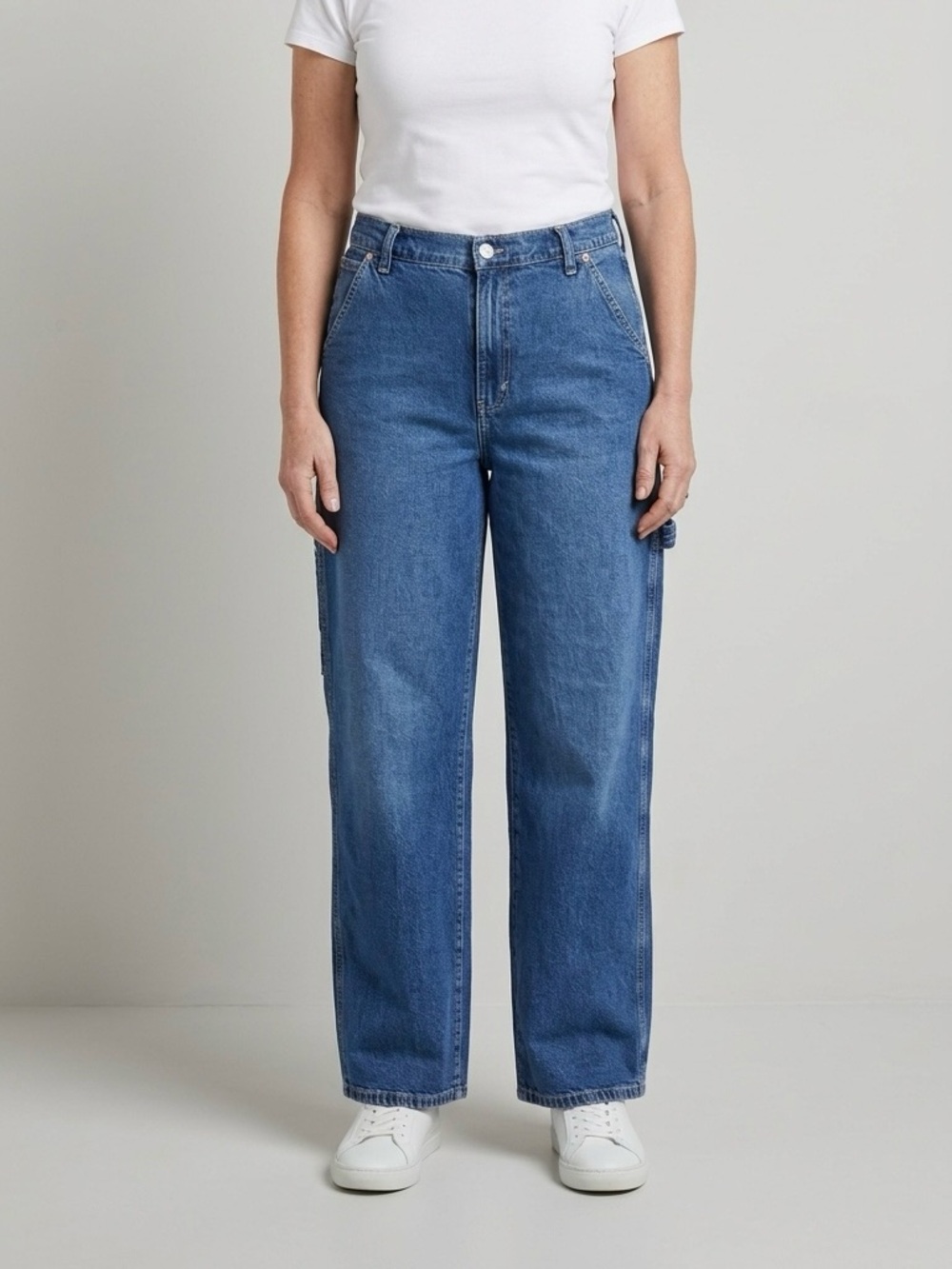 GAP Women's Straight Leg Carpenter Jeans - Blue Wash- Mid Rise